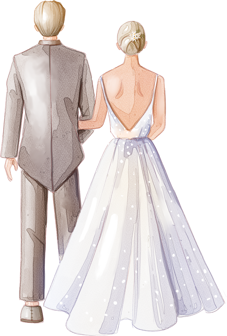 Watercolor Wedding Couple Illustration